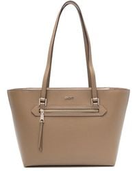 DKNY - Tassen ,Leer Blauwe Leren Tote Tas Met Logo - Lyst