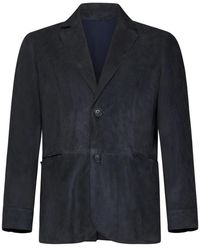 Franzese Collection - Jassen ,Blauw ,Suède Blauwe Suède Single-Breasted Blazer - Lyst