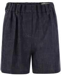 Brunello Cucinelli - Denim shorts mit elastischem bund - Lyst