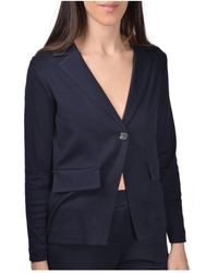 Gran Sasso - Jassen ,Blauw ,Katoen Single-Button Jasje Met Reverskraag - Lyst
