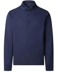Hackett - Tops ,Blauw ,Katoen Klassiek Gesneden Polo Met Lange Mouwen Van Gemerceriseerd Katoen - Lyst