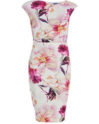 Swing - Scuba Day Dress Met Draperie - Lyst