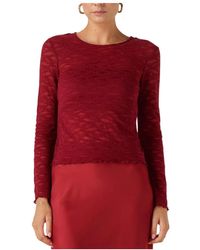 Y.A.S - Y.A. ,Tops ,Rood ,Nylon Rode Kant Top Voor Stijlvolle Looks - Lyst