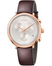 Calvin Klein - Accessoires ,Grijs ,Leer High Noon Horloge - Lyst