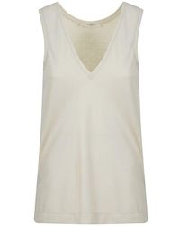 Zanone - Schwarzes Baumwoll V-Ausschnitt Tank Top - Lyst