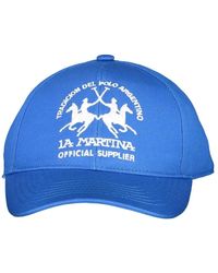La Martina - Accessoires ,Blauw ,Katoen Geborduurde Katoenen Visor Cap - Lyst