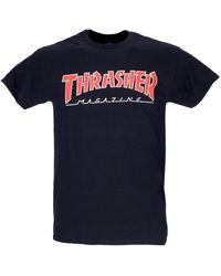 Thrasher - Tops ,Zwart ,Katoen Zwart/Rood Tee Korte Mouw Crew Neck - Lyst