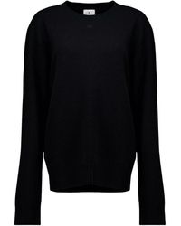 Courreges - Truien & Vesten ,Zwart ,Wol Merino Wol Trui Met Ronde Hals - Lyst