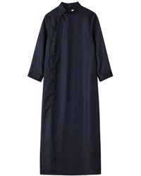 Rohe - Kleedjes ,Blauw ,Satijn Lange Jurk - Lyst