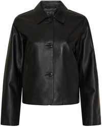 Notyz - Lamsleren Jas Met Knoopsluiting - Lyst