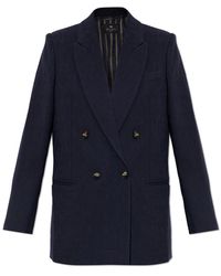 Etro - Jassen ,Blauw ,Wol Dubbelrijige Wollen Blazer - Lyst