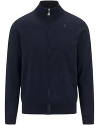 K-Way - Truien & Vesten ,Blauw ,Katoen Blauw Shirt Met Lange Mouwen En Rits - Lyst