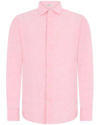 GANT - Overhemden ,Roze ,Linnen Regular Linnen Overhemd - Lyst