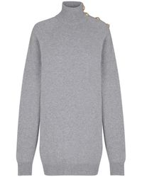 Balmain - Kleedjes ,Grijs ,Kasjmier Korte Kasjmier Jumper Jurk - Lyst