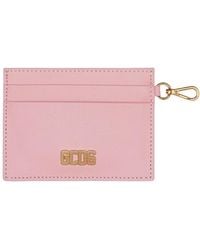Gcds - Accessoires ,Roze ,Leer Comma Logo-Plaque Leren Kaarthouder - Lyst