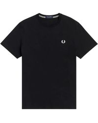 Fred Perry - Tops ,Zwart ,Katoen Klassiek Katoenen T-Shirt - Lyst