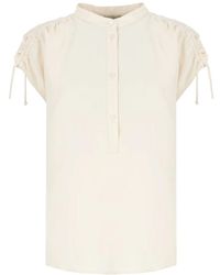 Woolrich - Camisa de lino marfil mangas cortas - Lyst