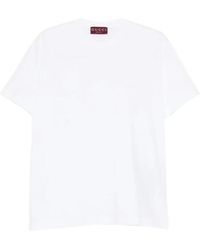Gucci - Tops ,Wit ,Katoen Katoenen Jersey T-Shirt Met Borduursel - Lyst