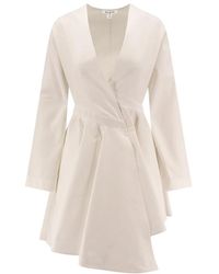 Alaïa - Kleedjes ,Wit ,Katoen Asymmetrische Midi Katoenen Popeline Jurk - Lyst