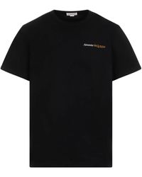 Alexander McQueen - Schwarzes baumwoll-t-shirt mit besticktem logo - Lyst