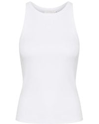 Gestuz - Tops ,Wit ,Cropped Logo Tank Top Helder Wit - Lyst