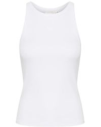 Gestuz - Tops ,Wit ,Cropped Logo Tank Top Helder Wit - Lyst