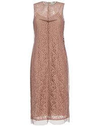 Fendi - Kleedjes ,Roze ,Katoen Blooming Lace Midi Jurk - Lyst