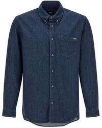 A.P.C. - Overhemden ,Blauw ,Katoen The New Greg Shirt - Lyst