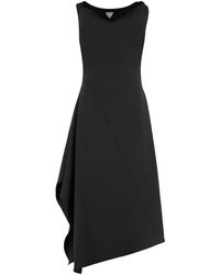 Bottega Veneta - Baumwollkleid Mit Seitenschlitz - Lyst
