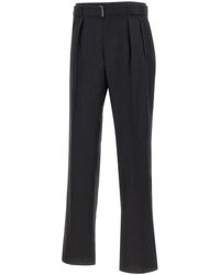 Tagliatore - Broeken ,Zwart ,Leer Double-Pleated Wide Broeken - Lyst