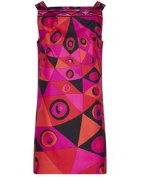 PUCCI - Kleedjes ,Veelkleurig ,Occhi Print Zijden Jurk - Lyst