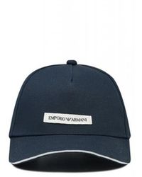 EA7 - Accessoires ,Blauw ,Katoen Canvas Baseball Cap - Lyst