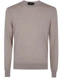 Tom Ford - Fein Gestrickter Reiner Wollpullover Mit Rundhalsausschnitt - Lyst