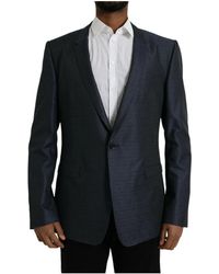 Dolce & Gabbana - Blauwe Wollen Jas Single-Breasted Blazer - Lyst