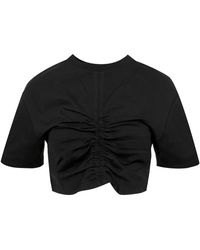 Semicouture - Camiseta negra de algodón con cuello redondo - Lyst
