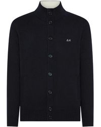 Sun 68 - Truien & Vesten ,Blauw ,Wol Vest Met Knopen - Lyst