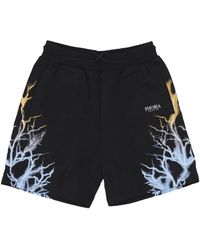 PHOBIA ARCHIVE - Korte Broeken ,Zwart ,Katoen Bicolor Lightning Print Tracksuit Shorts - Lyst