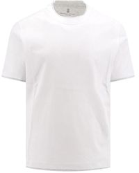 Brunello Cucinelli - Weißes rundhals-t-shirt - Lyst