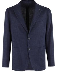 Tagliatore - Jassen ,Blauw ,Katoen Jacket 1 Breast Wol Zijde Katoen Effect - Lyst