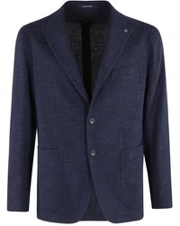 Tagliatore - Jassen ,Blauw ,Katoen Jacket 1 Breast Wol Zijde Katoen Effect - Lyst
