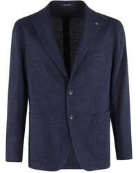 Tagliatore - Jassen ,Blauw ,Katoen Jacket 1 Breast Wol Zijde Katoen Effect - Lyst