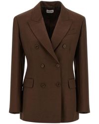 P.A.R.O.S.H. - Jassen ,Bruin ,Leer Raisa Double-Breasted Blazer - Lyst