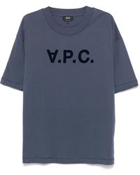 A.P.C. - Tops ,Blauw ,Katoen Katoenen T-Shirt - Lyst