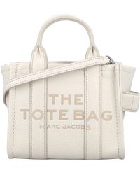 Marc Jacobs - Mini tote bolso de cuero algodón plata - Lyst