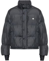 Courreges - Jassen ,Zwart ,Leer Geïsoleerde Jas Met Logo - Lyst