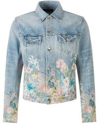 Amiri Denim Jacket Flowers - Blauw