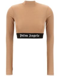 Palm Angels - Tops ,Polyester Logo Tailleband Top Met Lange Mouwen - Lyst