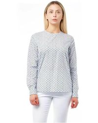 Bagutta - Overhemden ,Wit ,Gedrukte Blouse Met Lange Mouwen En Knopen - Lyst