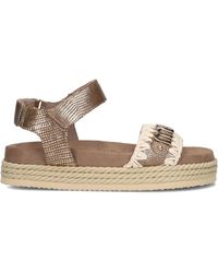 Mou - Schoenen ,Bruin ,Linnen Zwarte Touw Sandalen Met Bandje - Lyst