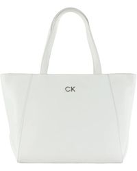 Calvin Klein - Borsa shopping in ecopelle con placca logo - Lyst